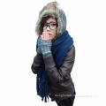 Women's knitted winter set, fashionable fake fur trapper, matched with fingerless glove